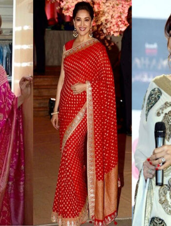 Beautiful look with pictures of Madhuri Dixit in saree