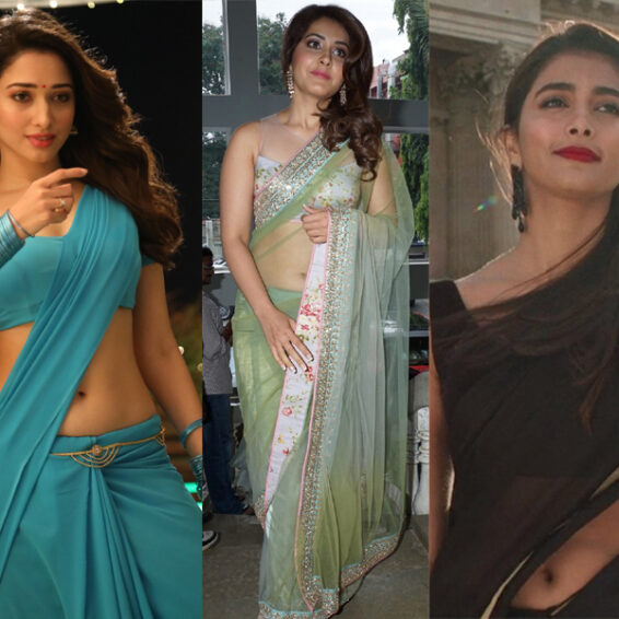 30 Sexy Heroines Wearing Sarees Under the Belly